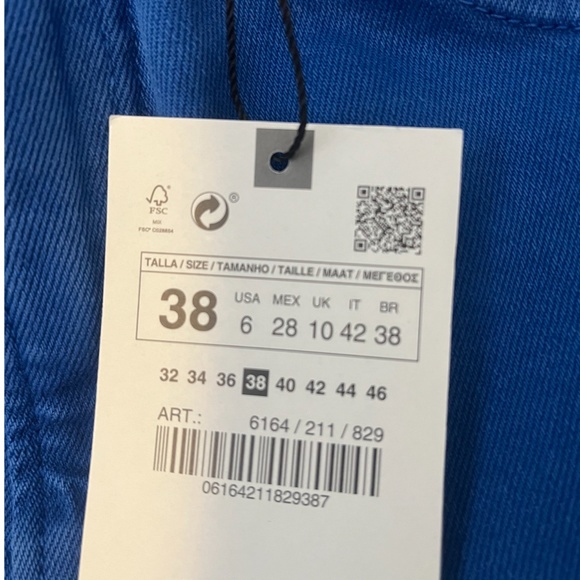 Zara cobalt blue Z1975 high rise slim flare jeans NWT - Picture 7 of 14
